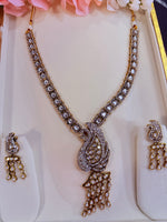 Load image into Gallery viewer, Peacock long Moissanite polki Necklace
