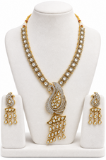 Load image into Gallery viewer, Peacock long Moissanite polki Necklace with Earrings
