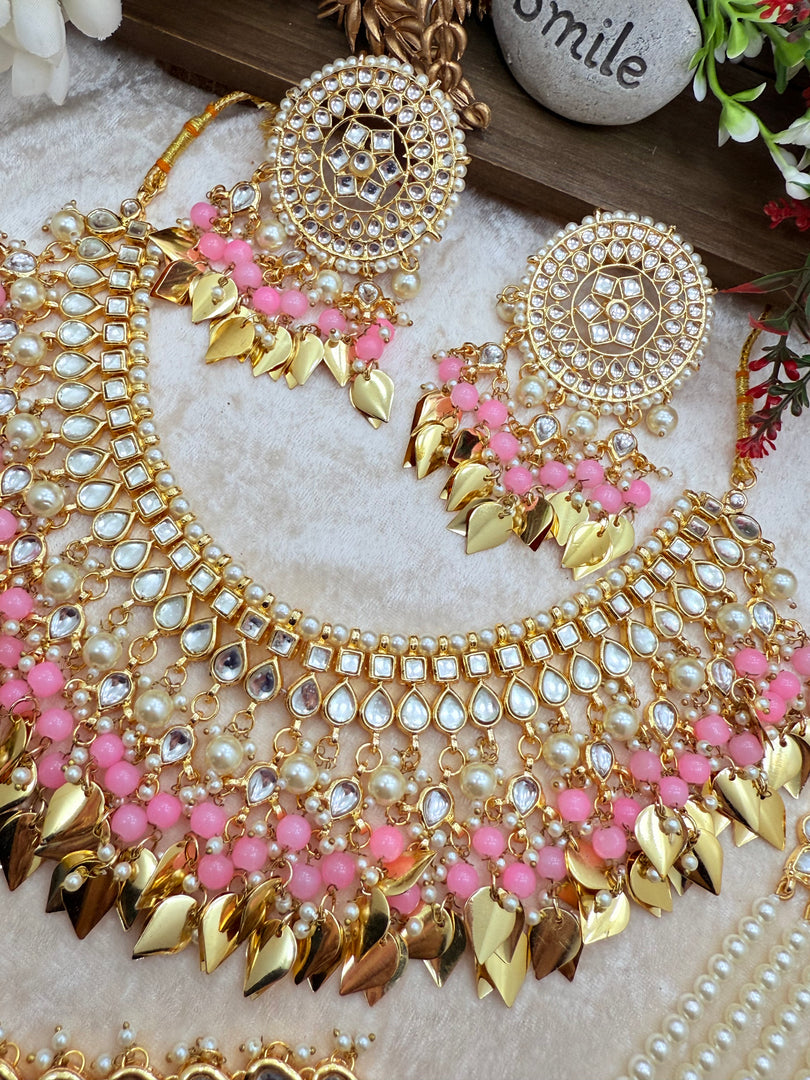 रानी कुंदन ज्वेलरी पीपल लीफ ड्रॉप चोकर सेट