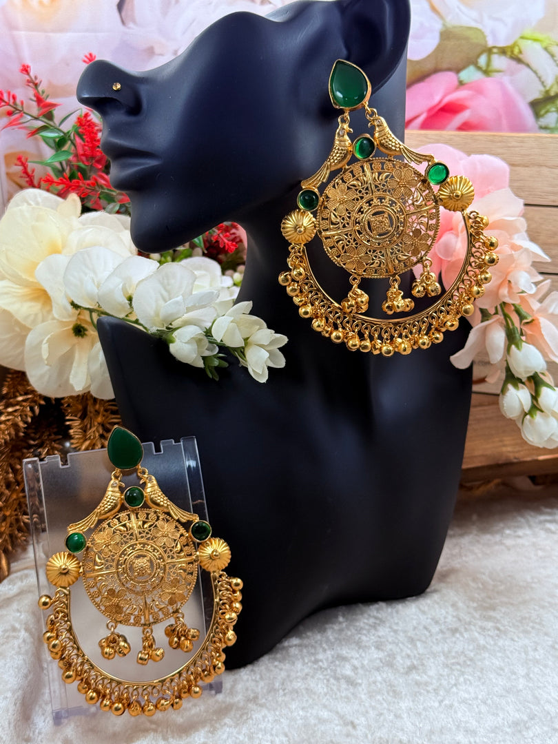 High quality Brass gold plated Big Kashmiri earring with soundable Ghungru
