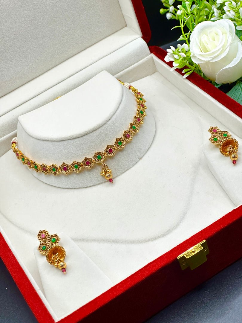 Masiya matte Gold Plated Choker set