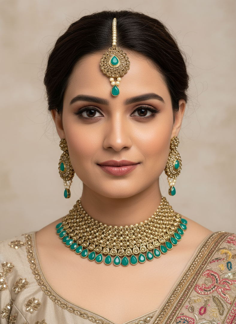 Nikis Beautiful Antique Gold Choker Set