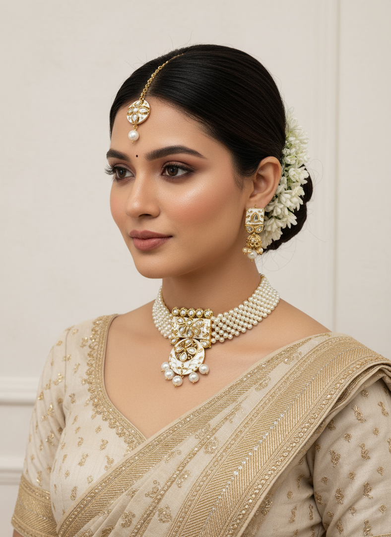 राफिया कुंदन चोकर सेट