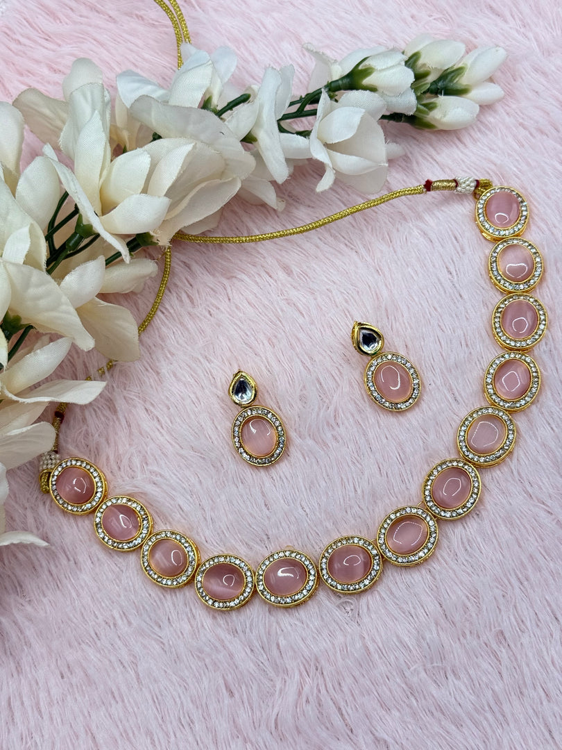 Jhansi Glass traditional kundan necklace set