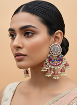 Load image into Gallery viewer, राधा कुन्दन मीनाकारी मोर बालियां