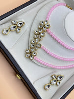 Load image into Gallery viewer, Pisha Baby pink Glass Kundan  Necklace Set
