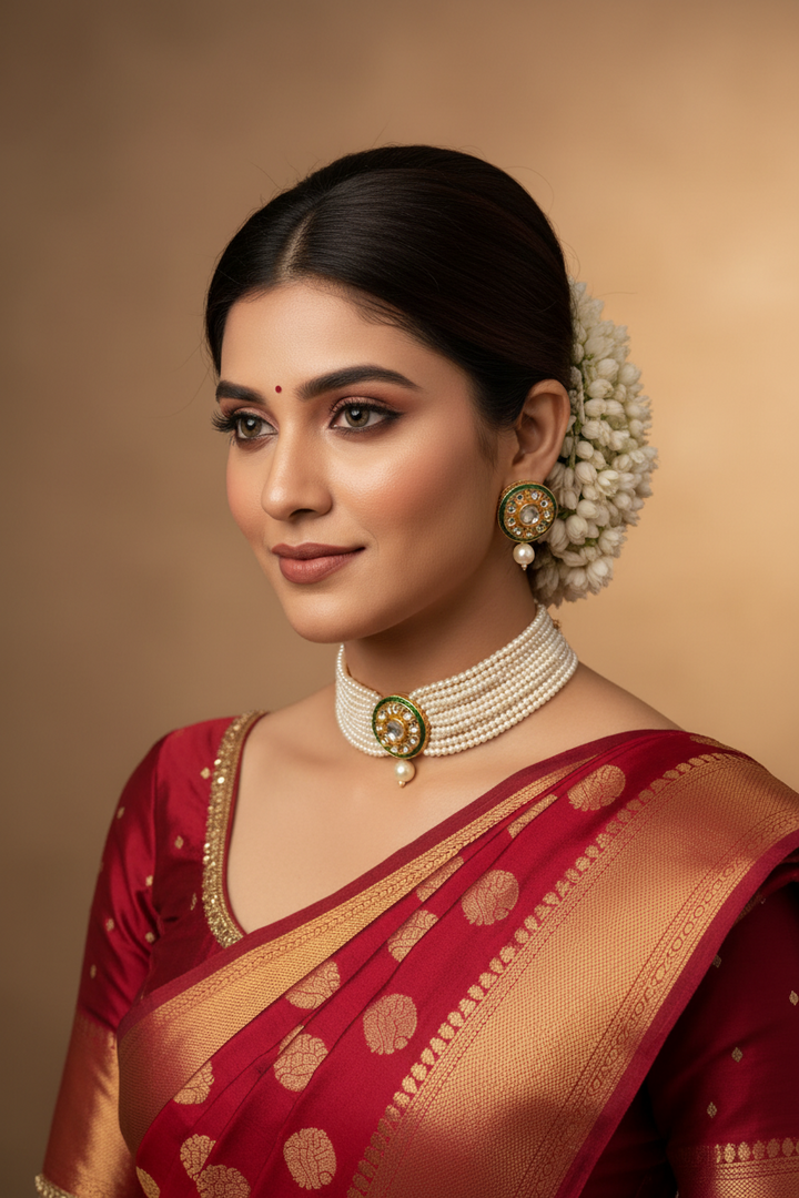 Kundan Beaded choker with earrings
