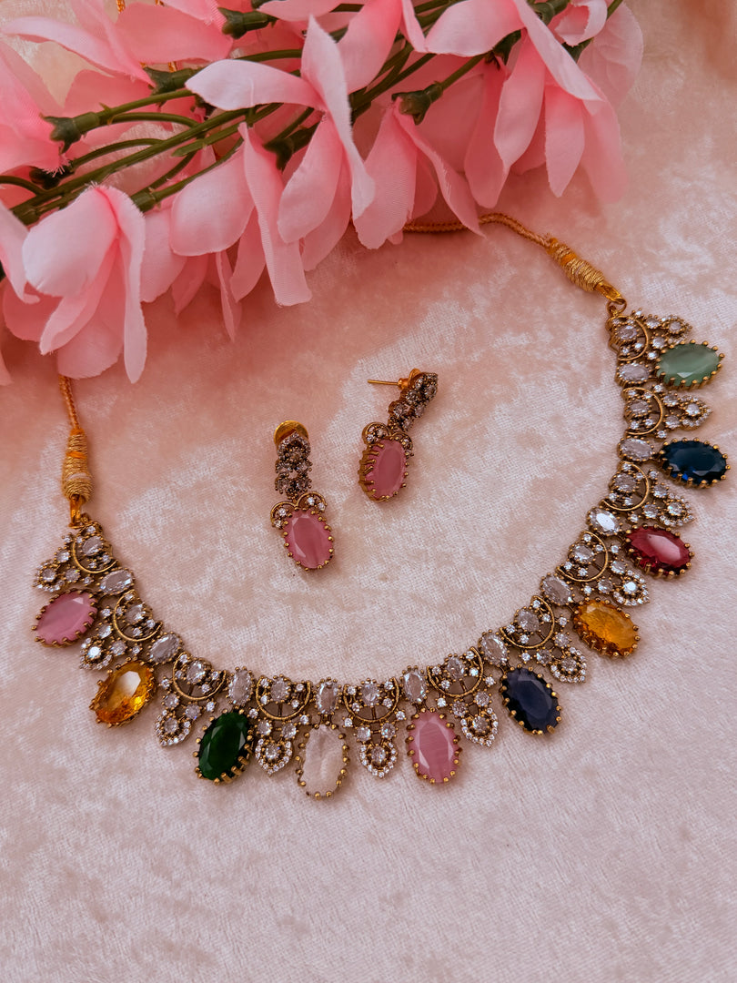 Multicolor Ad Victorian Necklace