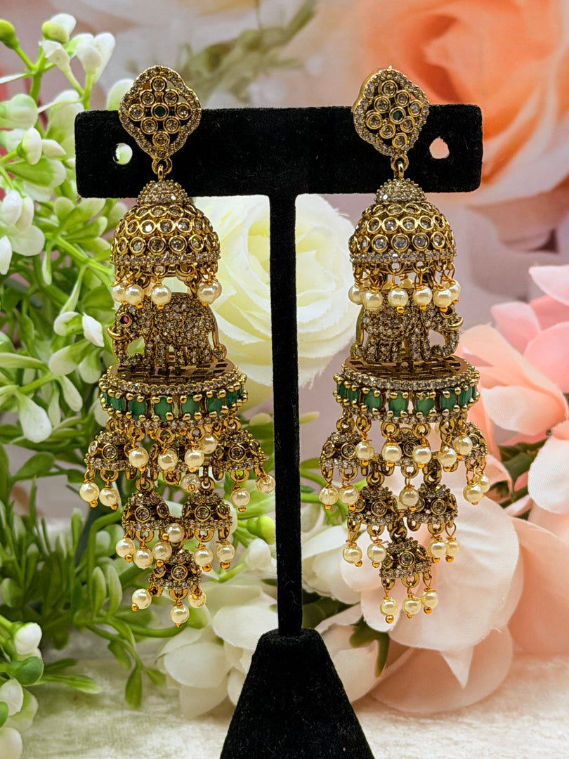 Elephant Victorian jhumki earrings