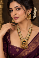 Load image into Gallery viewer, BRILLIANT RAJWADI ELEPHANT ANTIQUE GOLD PLATED NECKLACE (Mala)