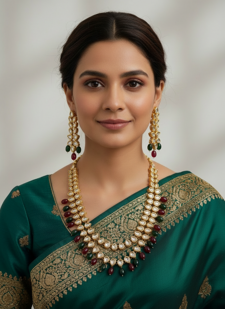 Kundan mala with earring