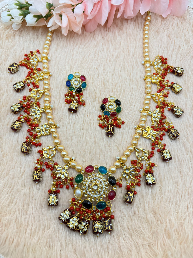 Navratan Pearl Kundan Mala