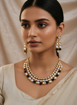 Load image into Gallery viewer, White Black Kundan Necklace With Earring
