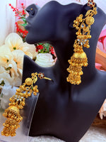 Load image into Gallery viewer, Designer Peacock High Quality Kashmiri Brass Gold Plated jhumki earrings