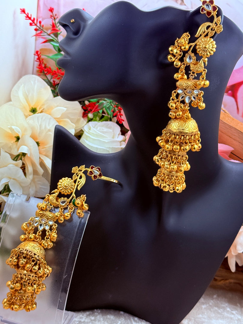 Designer Peacock High Quality Kashmiri Brass Gold Plated jhumki earrings