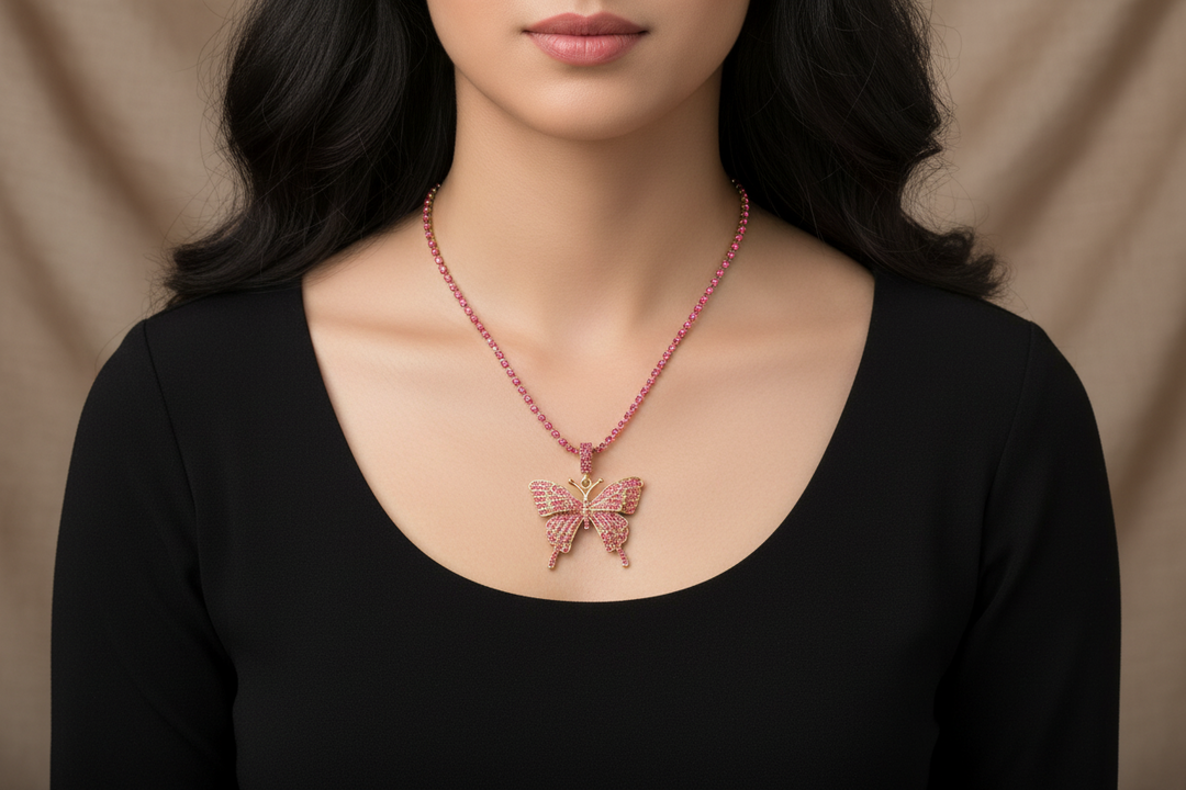 Butterfly Rhinestone Chain with Pendant