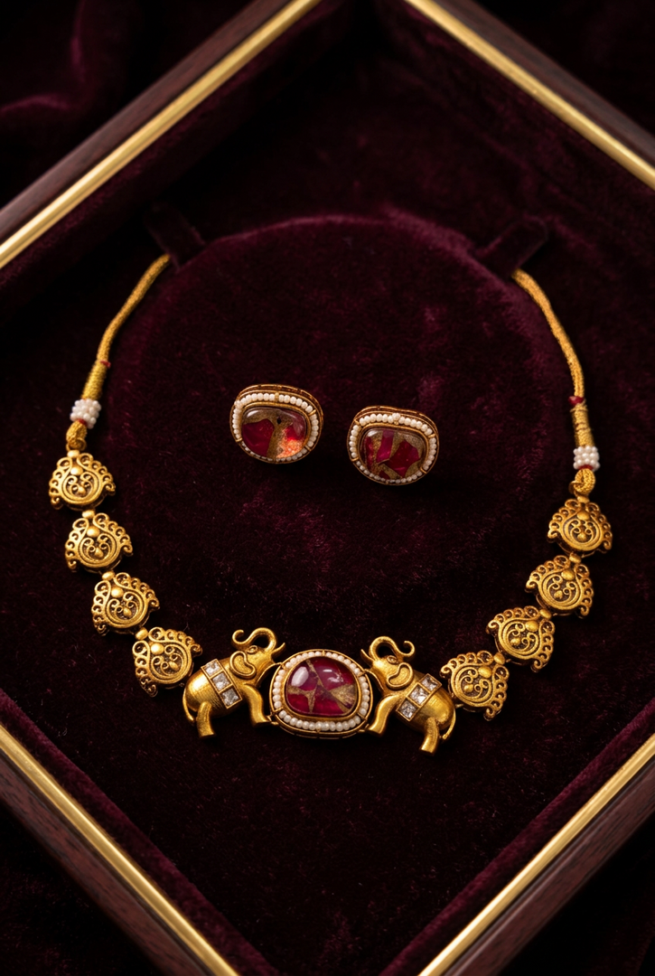 Elephant High Quality gold plated Choker set