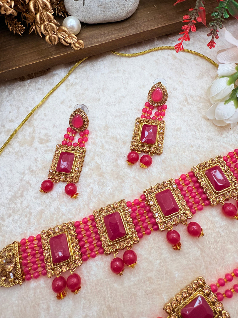 Ruby color Choker Set