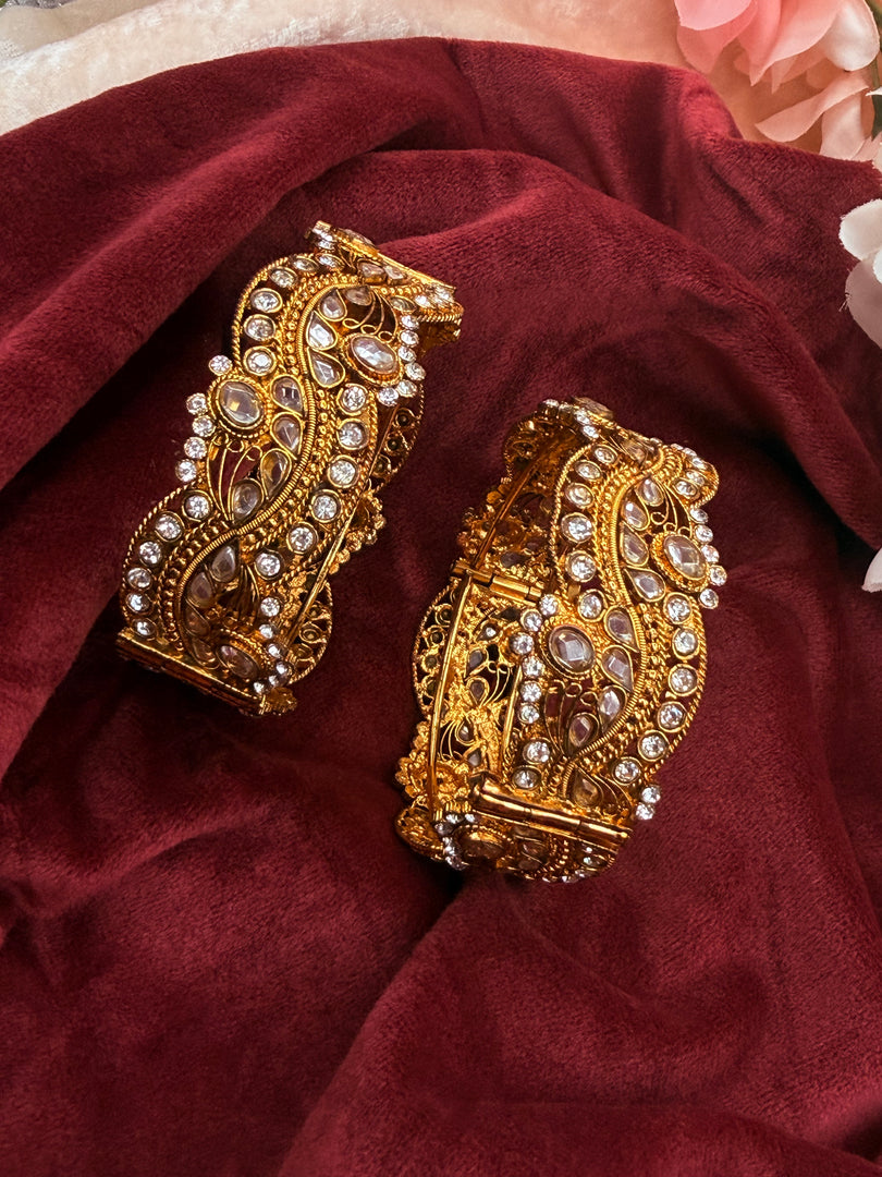 Golden polki Openable Kada (PAIR)