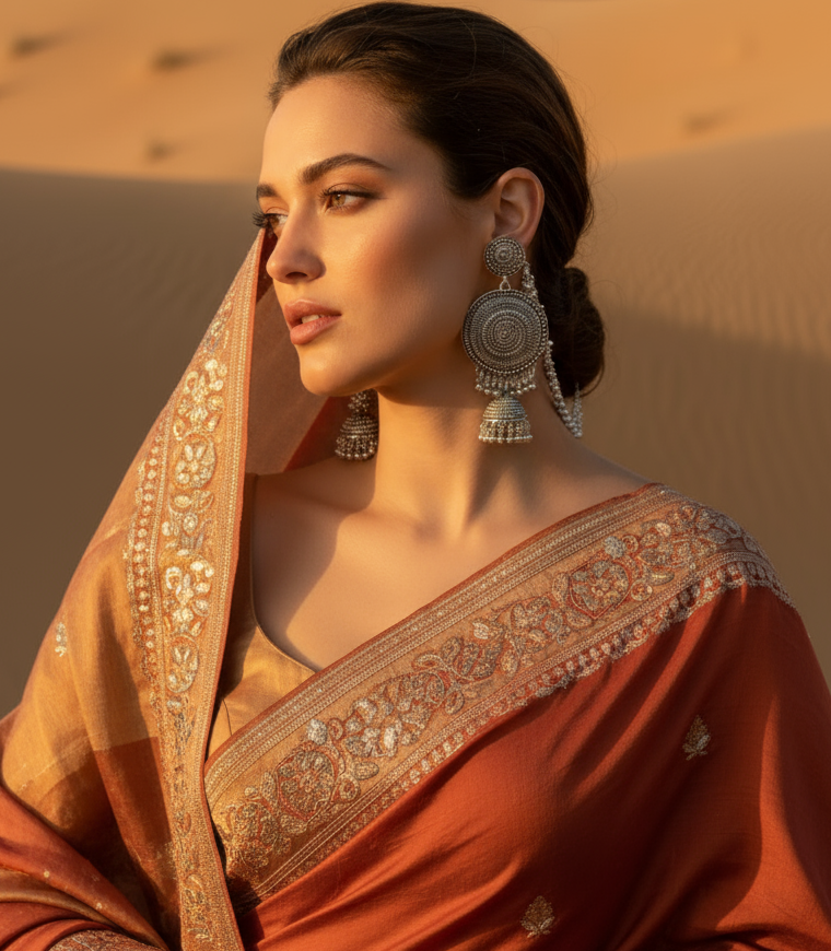 Oxidised silver earring with detectable Sahara