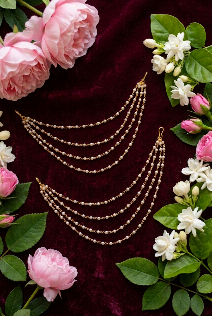 Bahubali 4 layer pearl chain