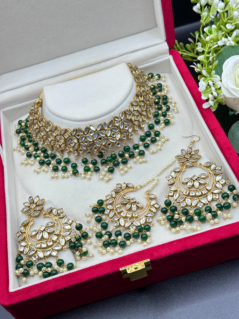 Meera Crystal Kundan Pearl Drop Choker Set