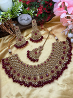 Load image into Gallery viewer, मैरून दुल्हन पोल्की भारतीय हार सेट
