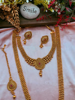 Load image into Gallery viewer, Maruti High Quality Antique Gold Polish long Mala Indian Choker set