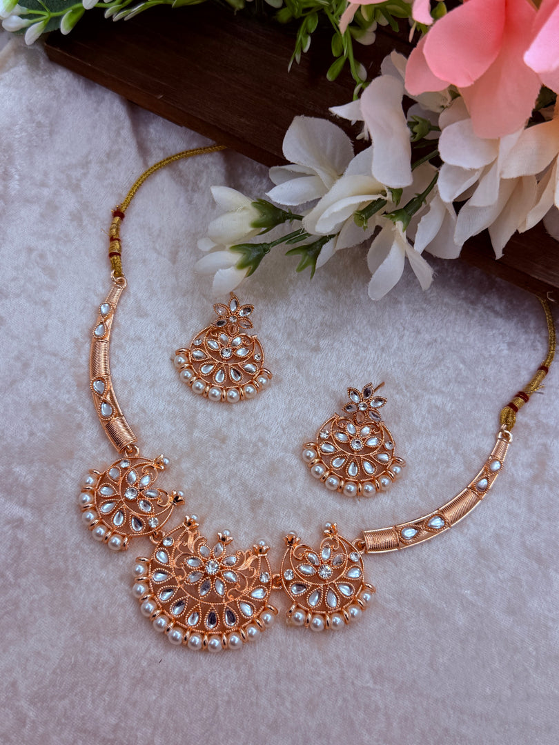 Rosegold Hasli Necklace with earring