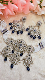 Load image into Gallery viewer, Janvi Navy Blue Silver set