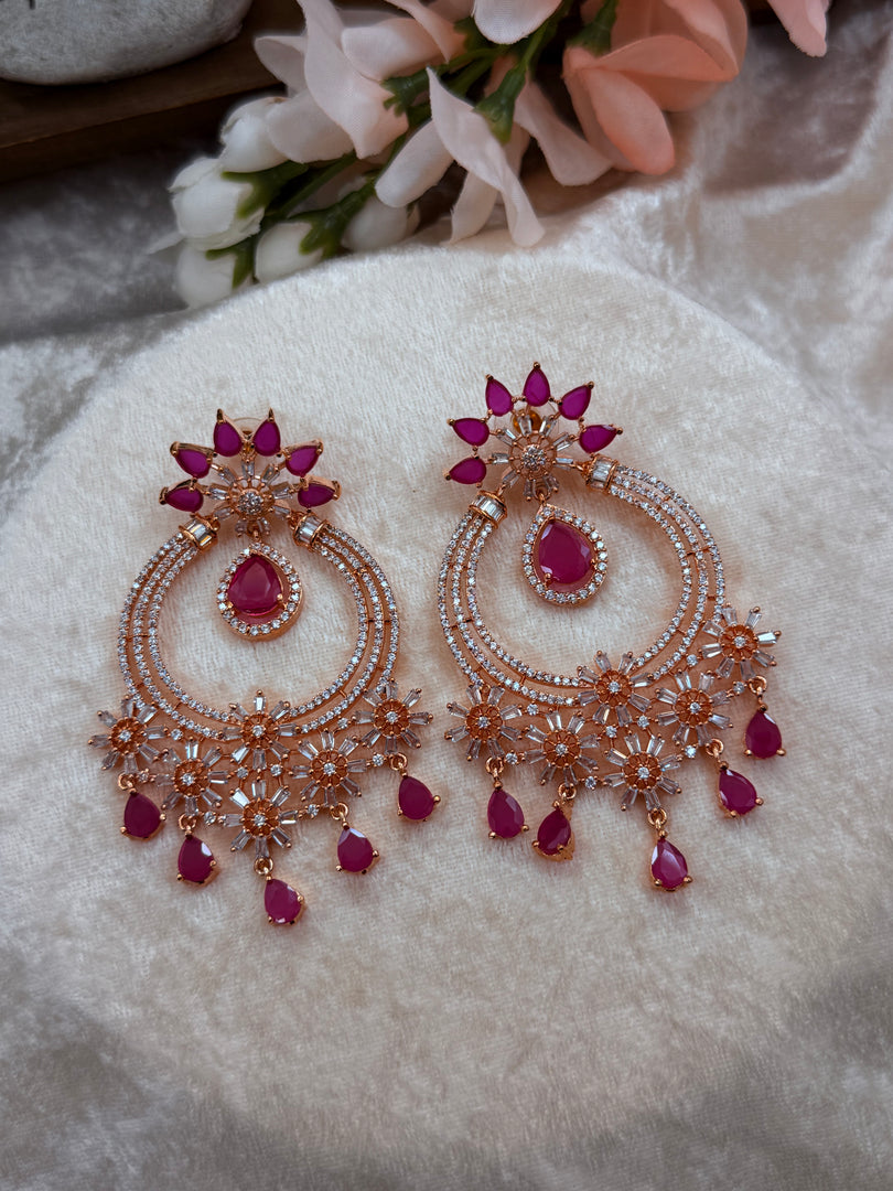 American Diamond RoseGold Platted Earrings