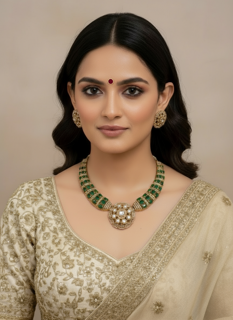 Moissanite polki Necklace set