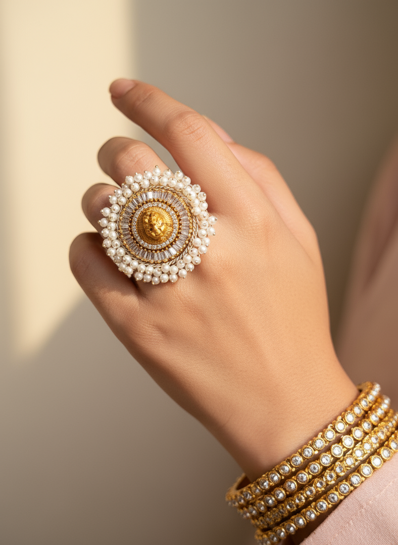 sabyasachi with AD stone Tiger Icon rings