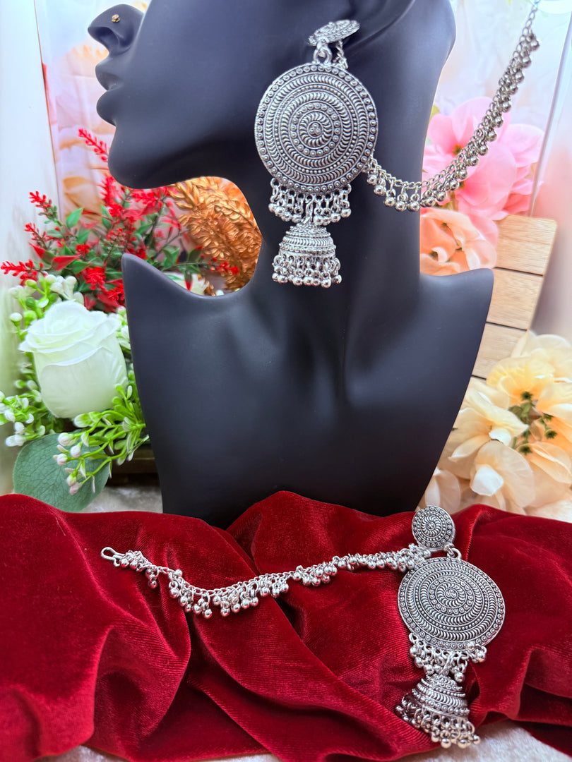 Oxidised silver earring with detectable Sahara