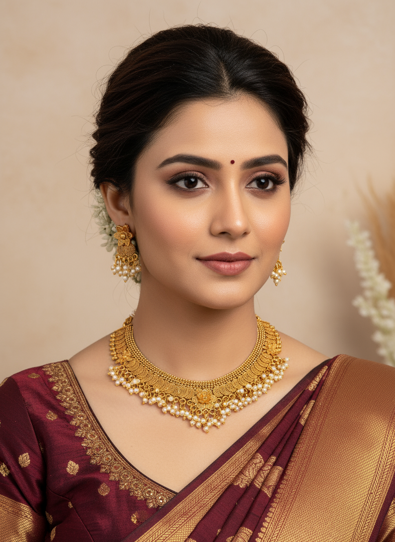 Antique Gold platted temples Necklace Set