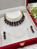 Load image into Gallery viewer, Ranisha Purple Pearl Drop Necklace Set
