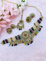 Load image into Gallery viewer, Mantra Polki Choker Set
