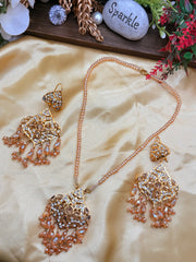 Pakistani Champagne & golden necklace