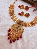 Load image into Gallery viewer, Kamla gold Plated temple Jewerly Necklace Set