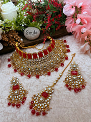 Red semi Bridal Kundan Choker Set