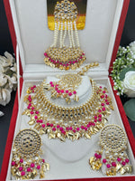 Load image into Gallery viewer, Rani Kundan jewellery Pipal Leaf Drop Choker Set
