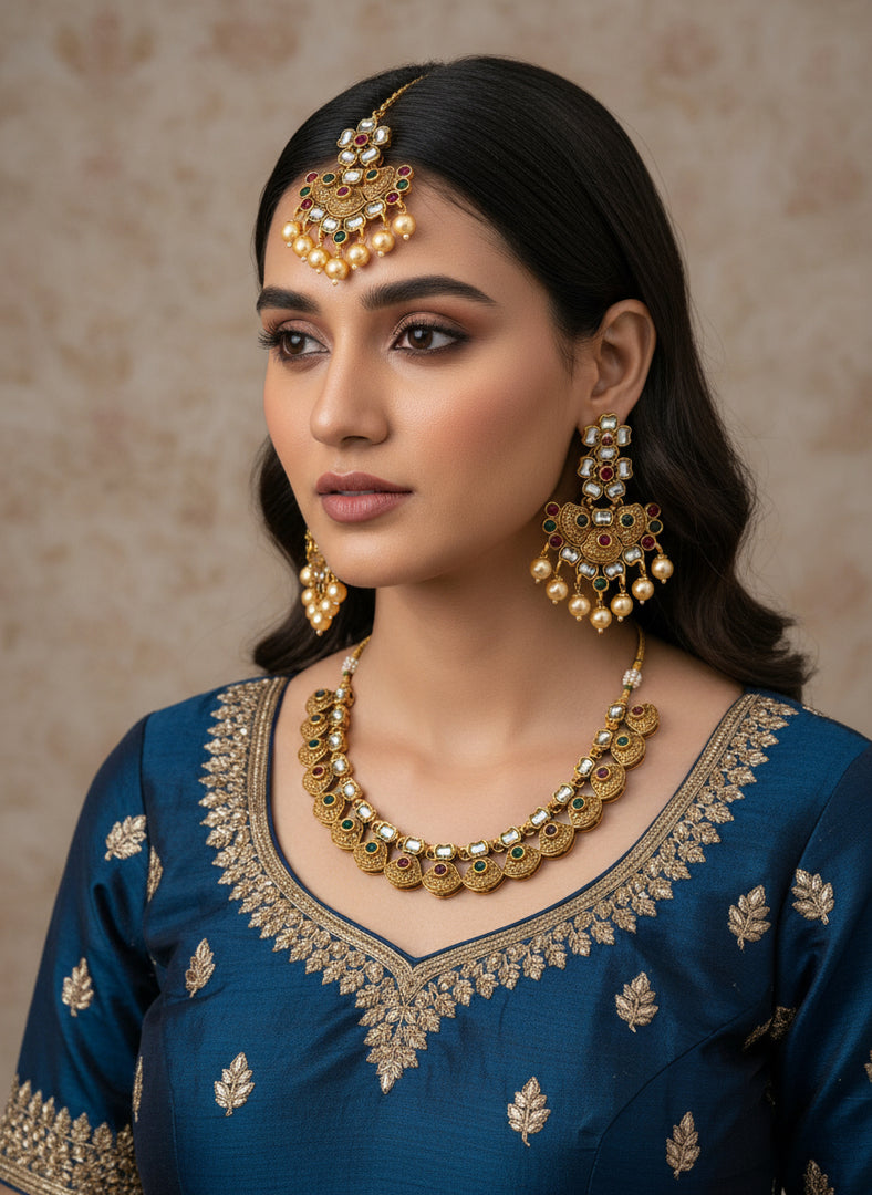 Ambe Matte Gold Temple necklace