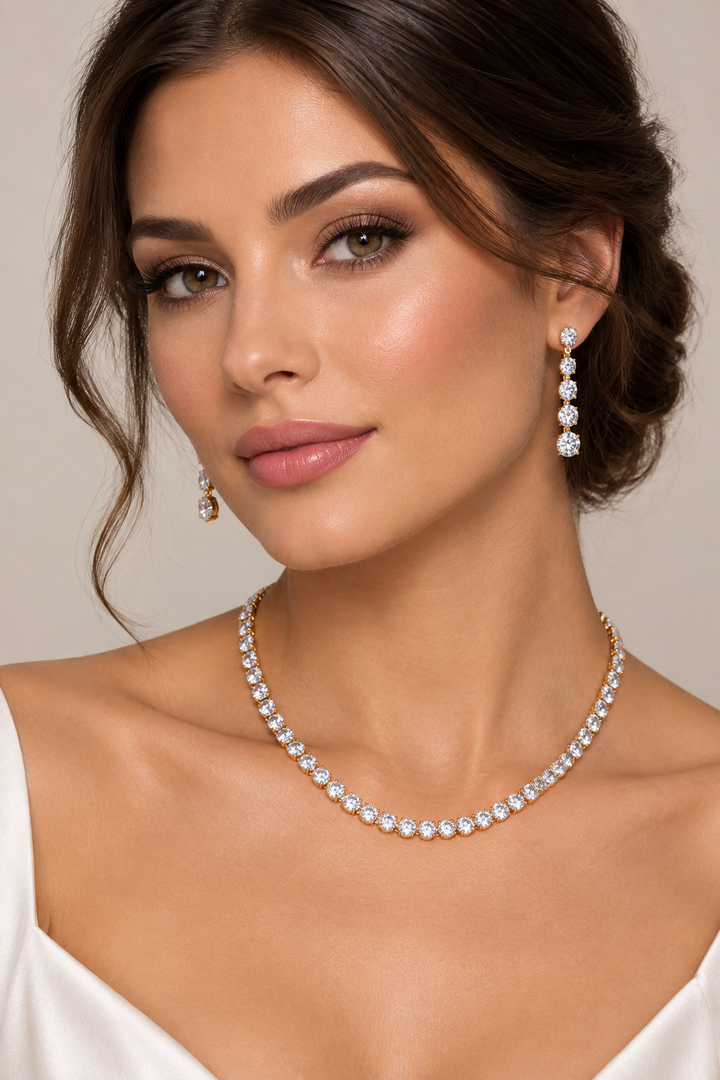 Sparkling Cubic Zirconium necklace set