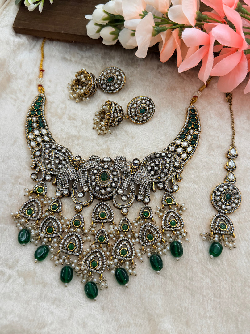 Elephant AD Emerald Green Bridal set