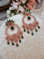 Load image into Gallery viewer, American Diamond RoseGold Platted Earrings