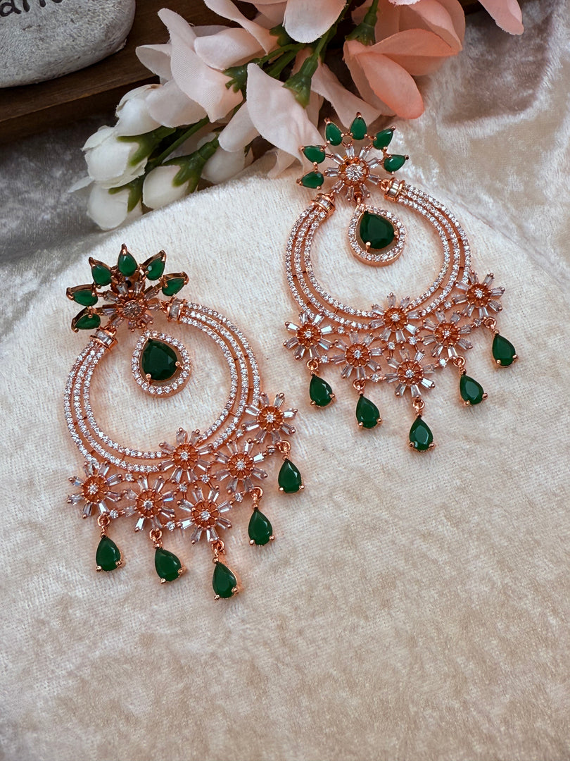 American Diamond RoseGold Platted Earrings