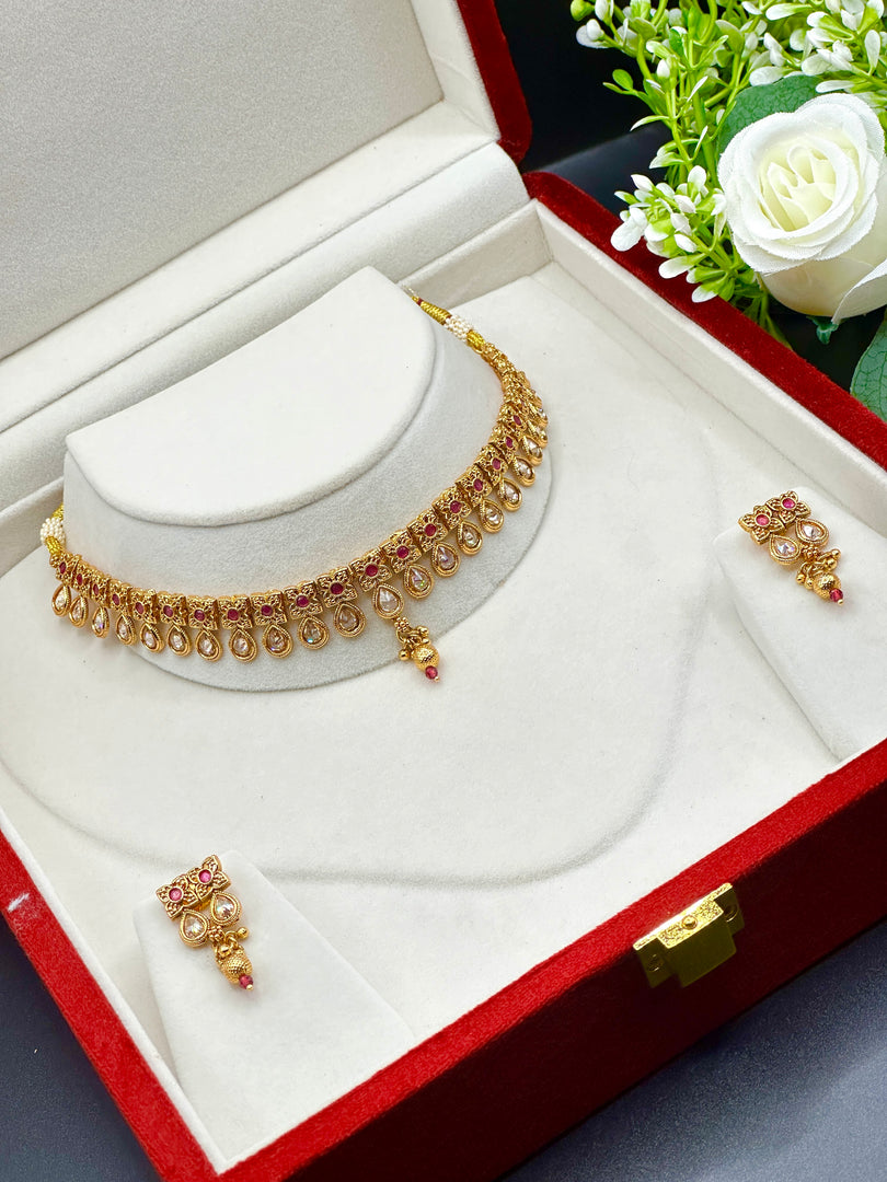 Golden Indian Choker Jewerly Set