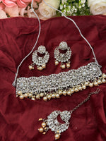 Load image into Gallery viewer, Silver Kundan choker set