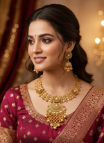 Load image into Gallery viewer, Kamla gold Plated temple Jewerly Necklace Set