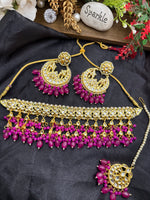 Load image into Gallery viewer, साक्षीका हॉट पिंक कुंदन चोकर सेट 